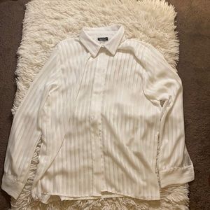 Boohoo White Stripe Button Down Shirt